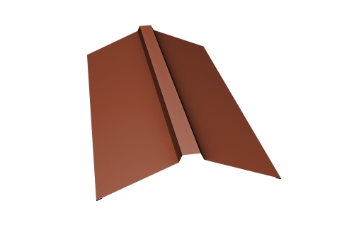 Планка конька прямоугольного 150х30х150 0,5 Satin Мatt RAL 8004 терракота