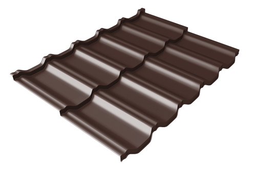 Металлочерепица модульная квинта Uno Grand Line c 3D резом 0,5 GreenСoat Pural RR 887 шоколадно-коричневый (RAL 8017 шоколад)