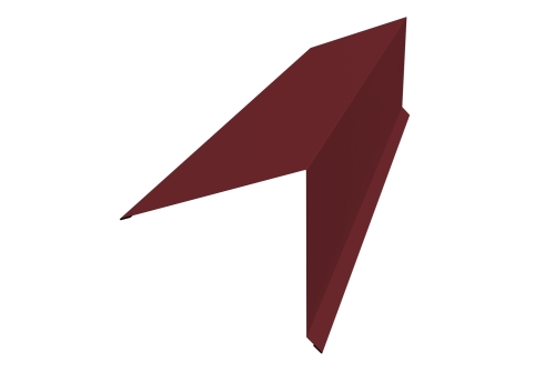 Планка конька односкатной кровли Grand Line 180x160 0,5 Velur RAL 3005 красное вино