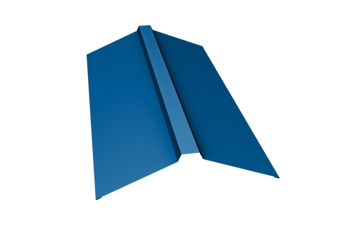 Планка конька прямоугольного 150х30х150 0,5 Satin с пленкой RAL 5005 сигнальный синий