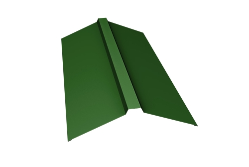 Планка конька прямоугольного 150х30х150 0,45 PE с пленкой RAL 6002 лиственно-зеленый