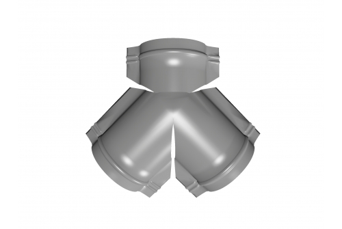 Тройник Y малого конька полукруглого PE с пленкой RAL 9006 бело-алюминиевый