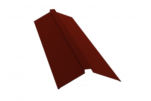 Планка конька плоского 150х40х150 0,45 PE с пленкой RAL 3009 оксидно-красный